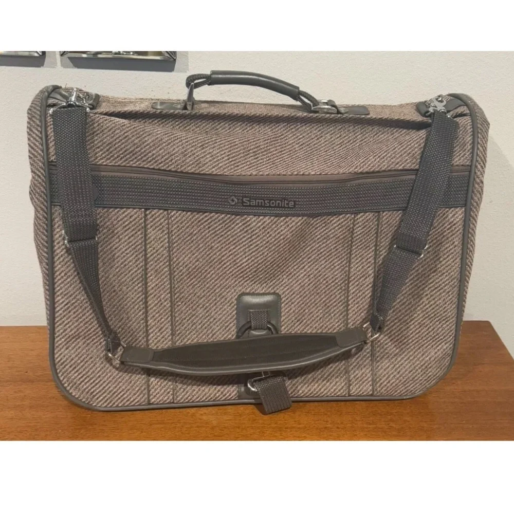 SAMSONITE Men's Travel Protective Suit Bag Foldable Grey & Brown‎ Shoulder Strap